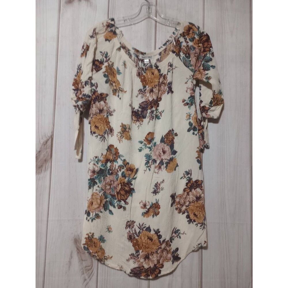 Miley & Molly Shirt Ladies Large White Gold Floral‎ Peasant